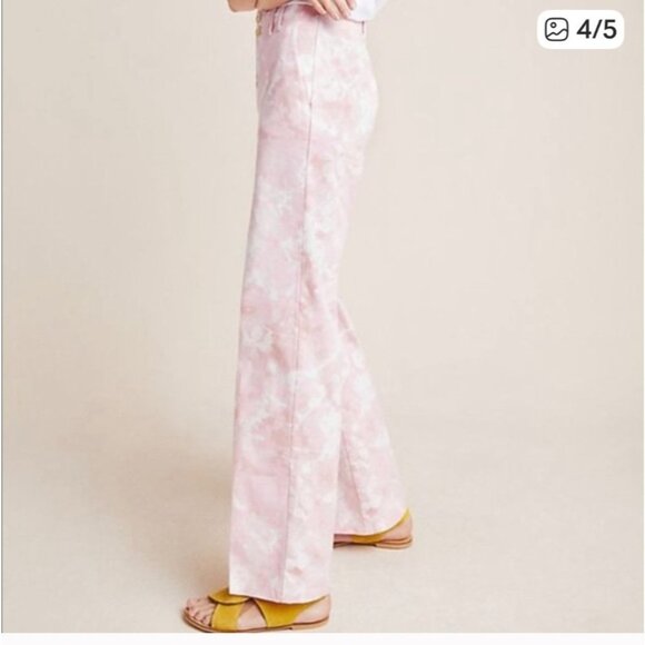By Anthropologie Pink Tie Dye Jamie Trousers 28 - Picture 3 of 5